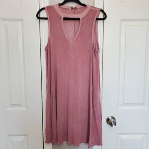 ⚠️DONATING SOON‼️American Eagle Burn-Out Pink Tank Jersey Dress Front Cutout